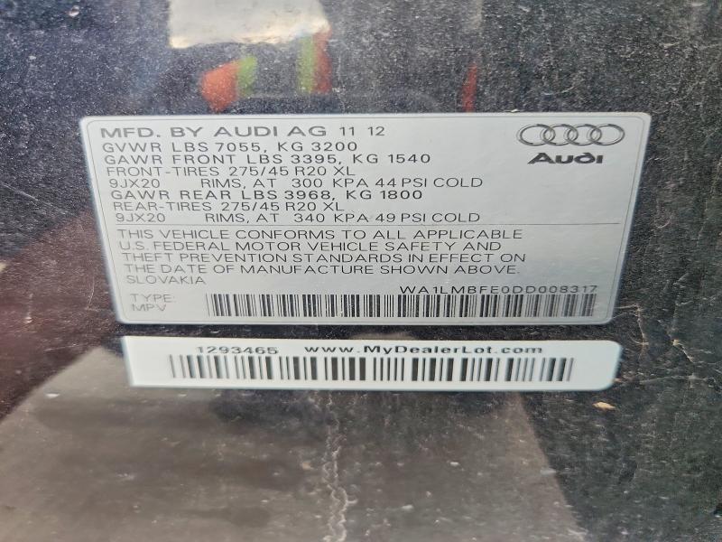 2013 Audi Q7 მანქანა იყიდება აუქციონზე, vin: WA1LMBFE0DD008317, აუქციონის ნომერი: 69807936