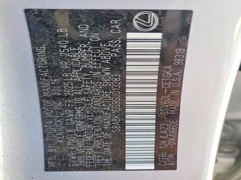 Aukcja sprzedaży 2016 Lexus Es, vin: 58ABK1GG9GU013283, numer aukcji: 69917696