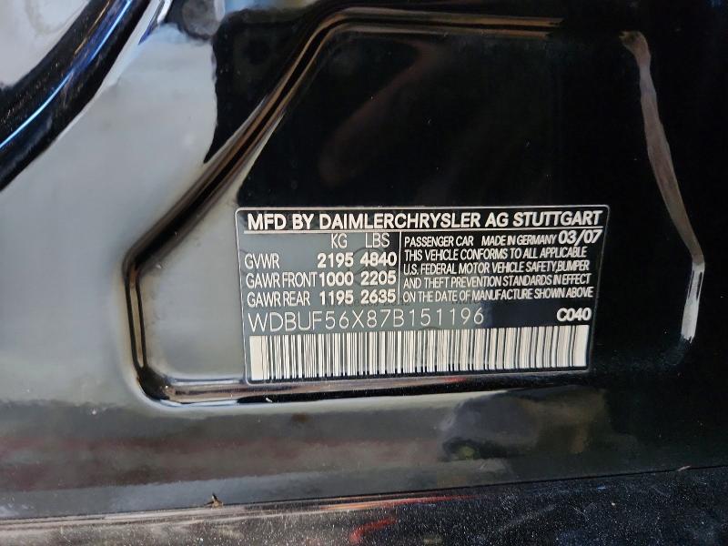 Продаж на аукціоні авто 2007 Mercedes-benz E, vin: WDBUF56X87B151196, номер лоту: 68838996