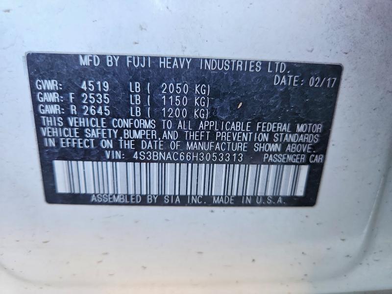 67646026 :رقم المزاد ، 4S3BNAC66H3053313 vin ، 2017 Subaru Legacy مزاد بيع
