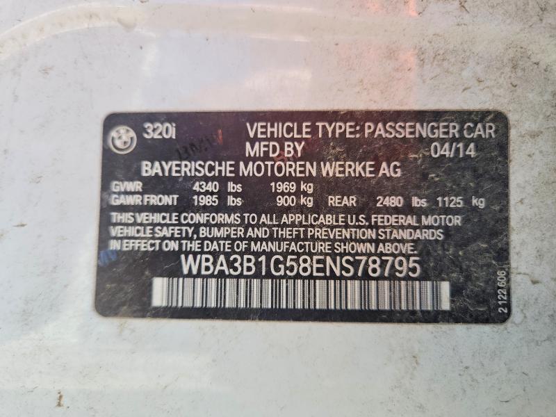 Aukcja sprzedaży 2014 Bmw 320, vin: WBA3B1G58ENS78795, numer aukcji: 67803126