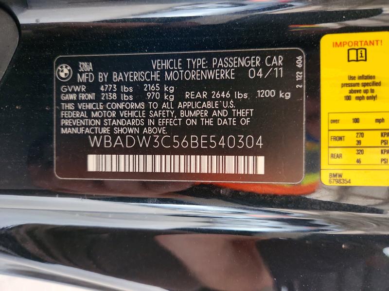 Aukcja sprzedaży 2011 Bmw 328, vin: WBADW3C56BE540304, numer aukcji: 67748746