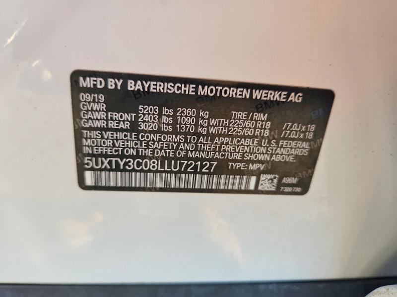67756506 :رقم المزاد ، 5UXTY3C08LLU72127 vin ، 2020 Bmw X3 مزاد بيع