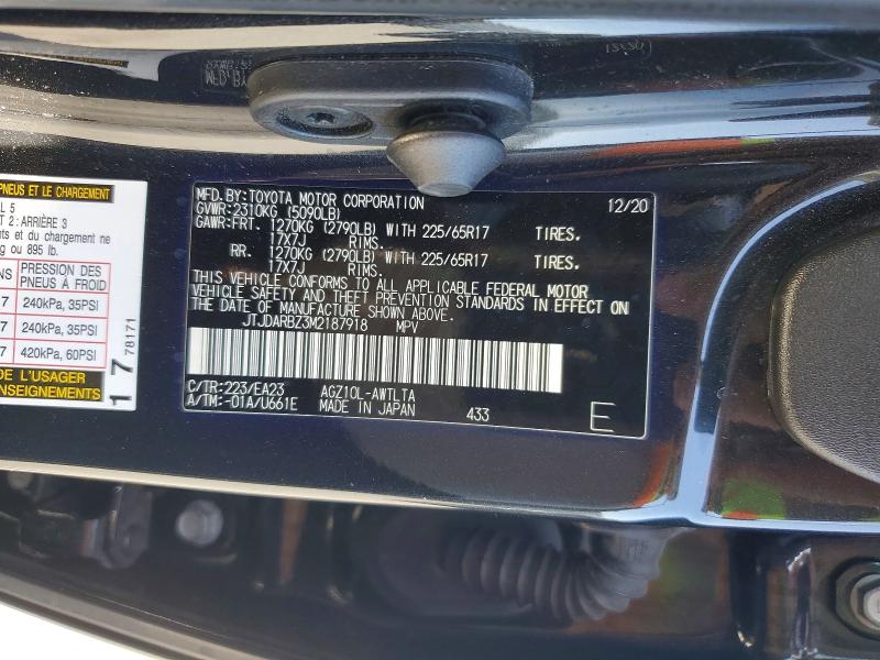 Aukcja sprzedaży 2021 Lexus Nx 300, vin: JTJDARBZ3M2187918, numer aukcji: 68307376