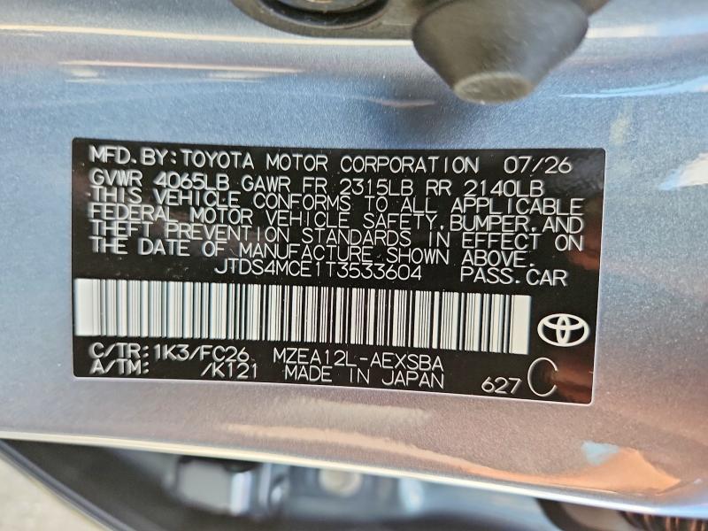 Продаж на аукціоні авто 2026 Toyota Corolla, vin: JTDS4MCE1T3533604, номер лоту: 67925816