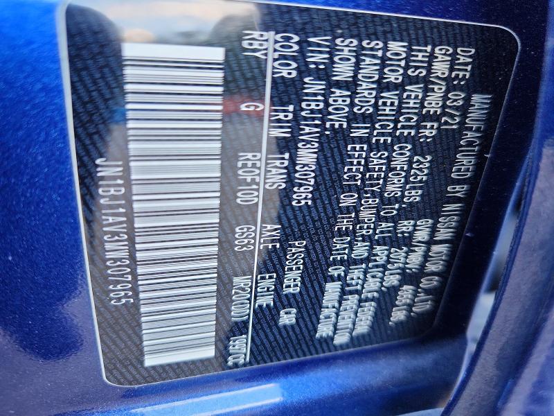 Aukcja sprzedaży 2021 Nissan Rogue Sport, vin: JN1BJ1AV3MW307965, numer aukcji: 68629706