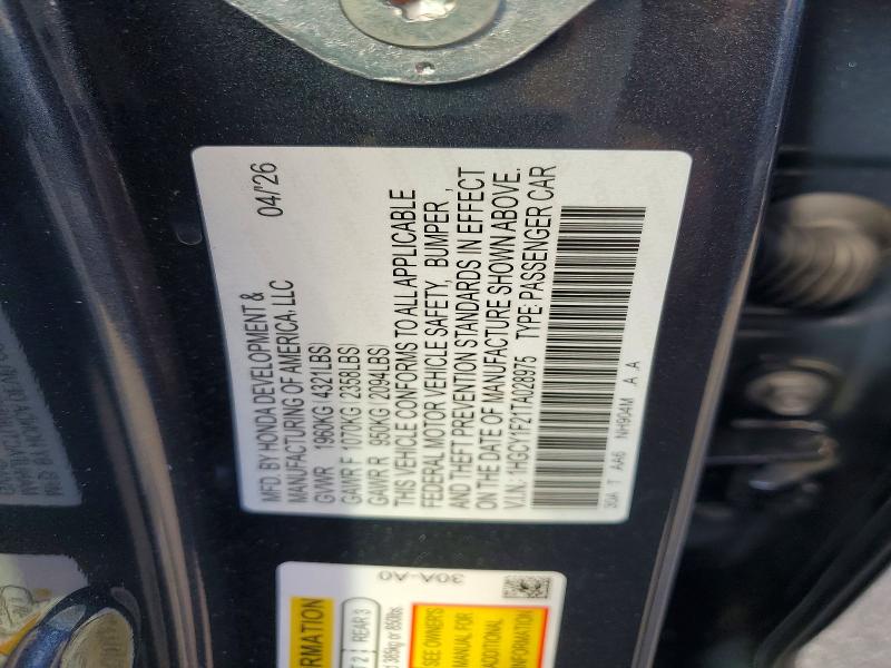 Aukcja sprzedaży 2026 Honda Accord, vin: 1HGCY1F21TA028975, numer aukcji: 70265316