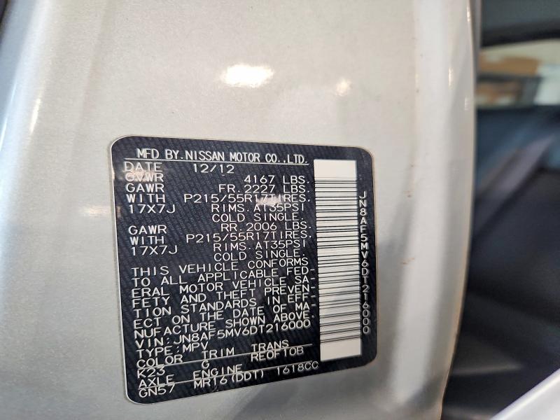 69091026 :رقم المزاد ، JN8AF5MV6DT216000 vin ، 2013 Nissan Juke مزاد بيع