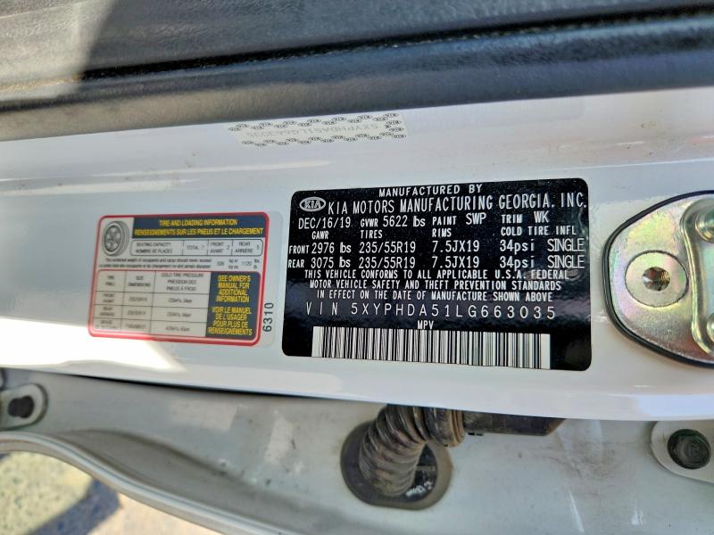 Aukcja sprzedaży 2020 Kia Sorento, vin: 5XYPHDA51LG663035, numer aukcji: 68828266