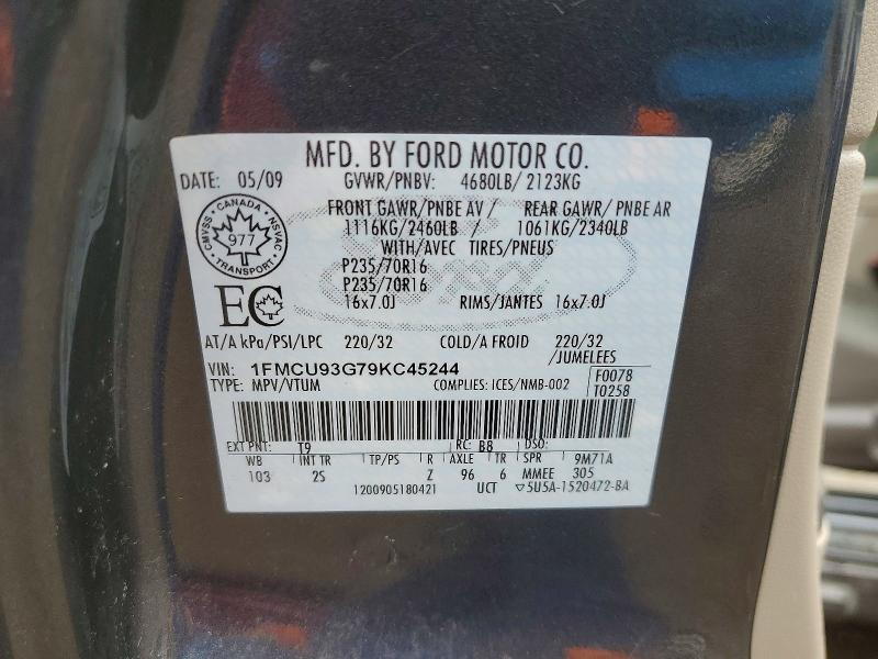Продаж на аукціоні авто 2009 Ford Escape, vin: 1FMCU93G79KC45244, номер лоту: 67781806