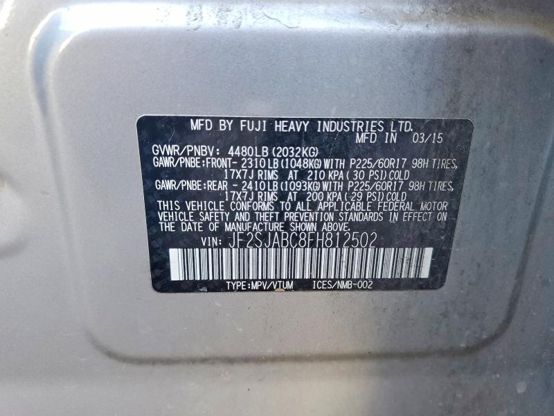 Aukcja sprzedaży 2015 Subaru Forester, vin: JF2SJABC8FH812502, numer aukcji: 66849126