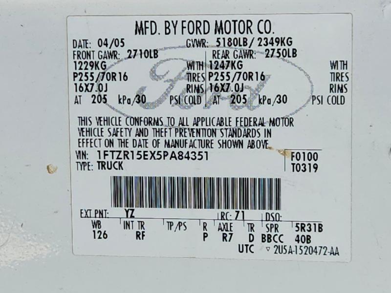 2005 Ford Ranger მანქანა იყიდება აუქციონზე, vin: 1FTZR15EX5PA84351, აუქციონის ნომერი: 67826176