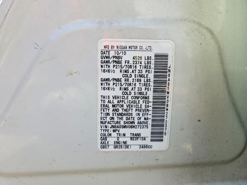 Auction sale of the 2011 Nissan Rogue, vin: JN8AS5MV0BW272375, lot number: 69558336