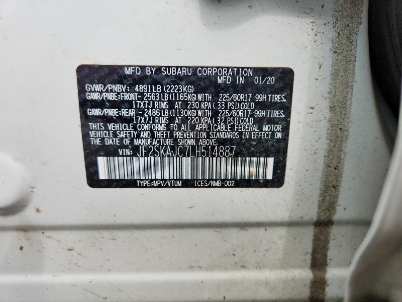 67387136 :رقم المزاد ، JF2SKAJC7LH514887 vin ، 2020 Subaru Forester مزاد بيع