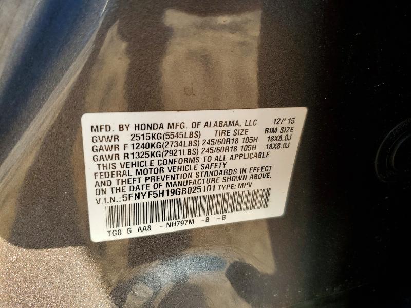 Aukcja sprzedaży 2016 Honda Pilot, vin: 5FNYF5H19GB025101, numer aukcji: 67382796