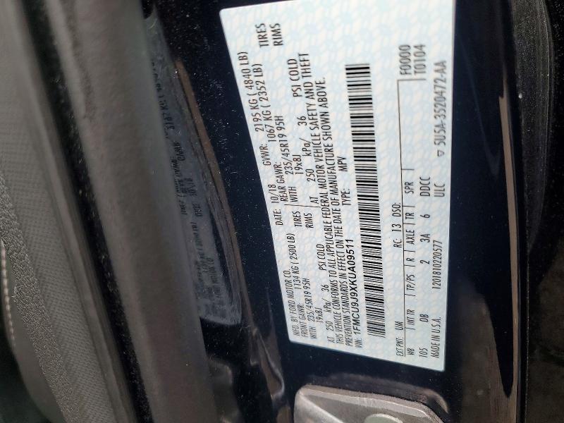 Aukcja sprzedaży 2019 Ford Escape, vin: 1FMCU9J9XKUA09511, numer aukcji: 67026326