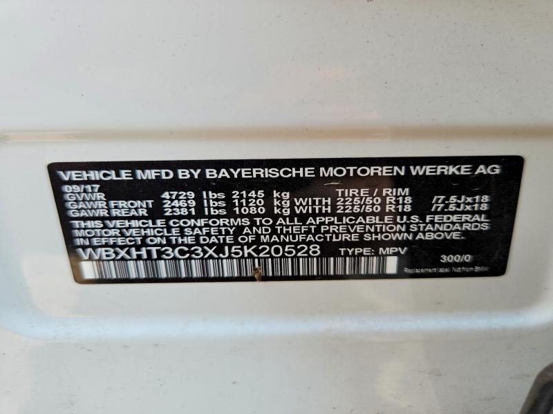2018 Bmw X1 მანქანა იყიდება აუქციონზე, vin: WBXHT3C3XJ5K20528, აუქციონის ნომერი: 66980726