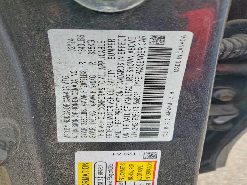 Продаж на аукціоні авто 2024 Honda Civic, vin: 2HGFE2F54RH558096, номер лоту: 70492536