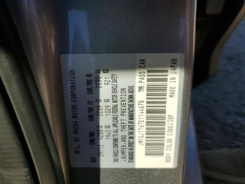 68633626 :رقم المزاد ، JM1GJ1T67E1144678 vin ، 2014 Mazda 6 مزاد بيع