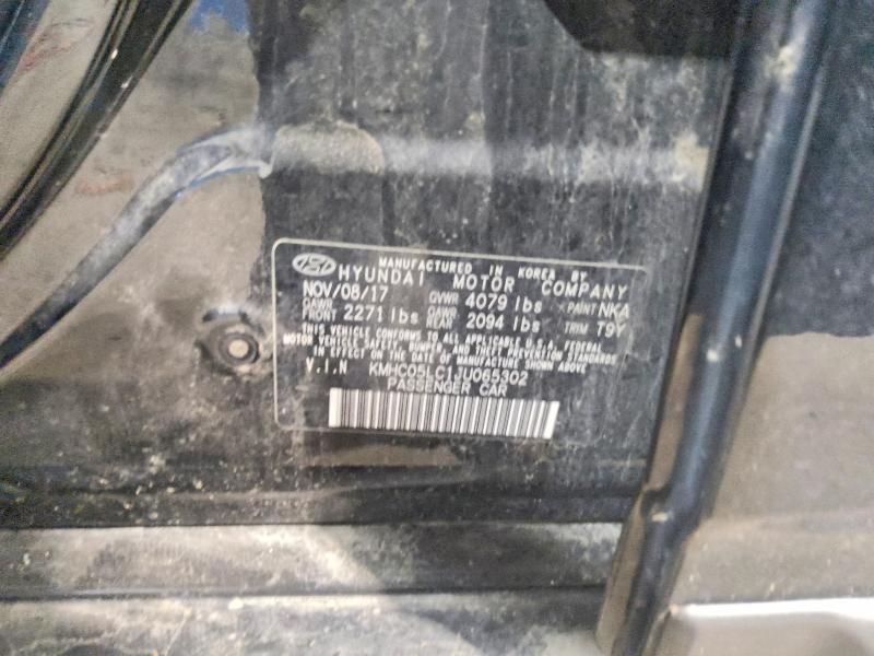2018 Hyundai Ioniq მანქანა იყიდება აუქციონზე, vin: KMHC05LC1JU065302, აუქციონის ნომერი: 67371726