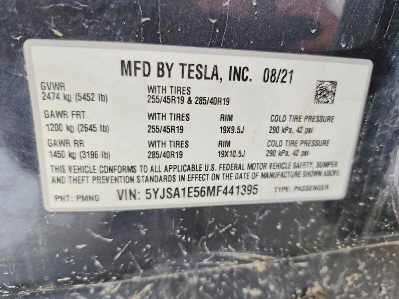 Продажа на аукционе авто 2021 Tesla Model S, vin: 5YJSA1E56MF441395, номер лота: 67794776