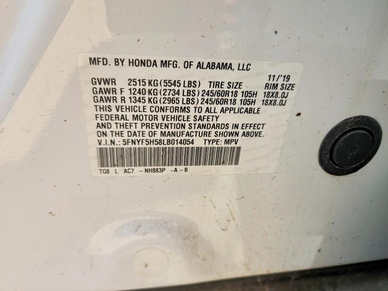 Продаж на аукціоні авто 2020 Honda Pilot, vin: 5FNYF5H58LB014054, номер лоту: 70318276
