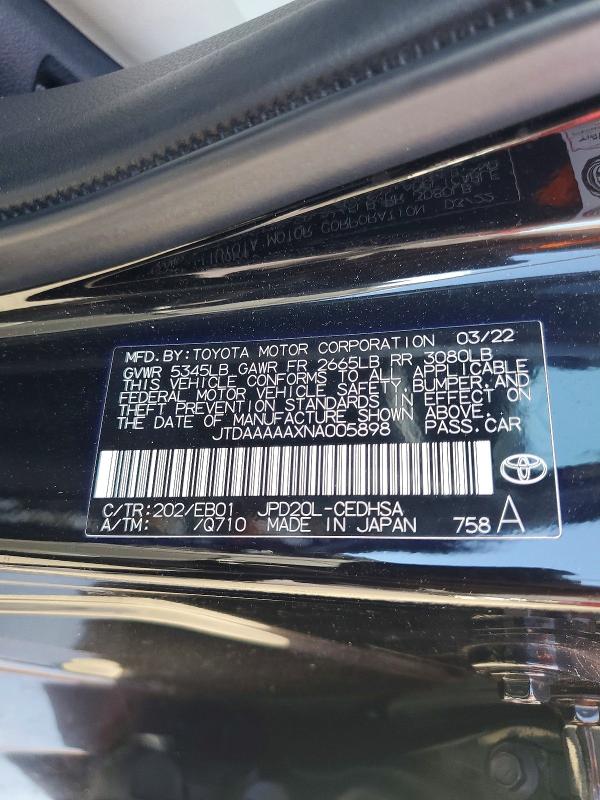 Продаж на аукціоні авто 2022 Toyota Mirai, vin: JTDAAAAAXNA005898, номер лоту: 69789126