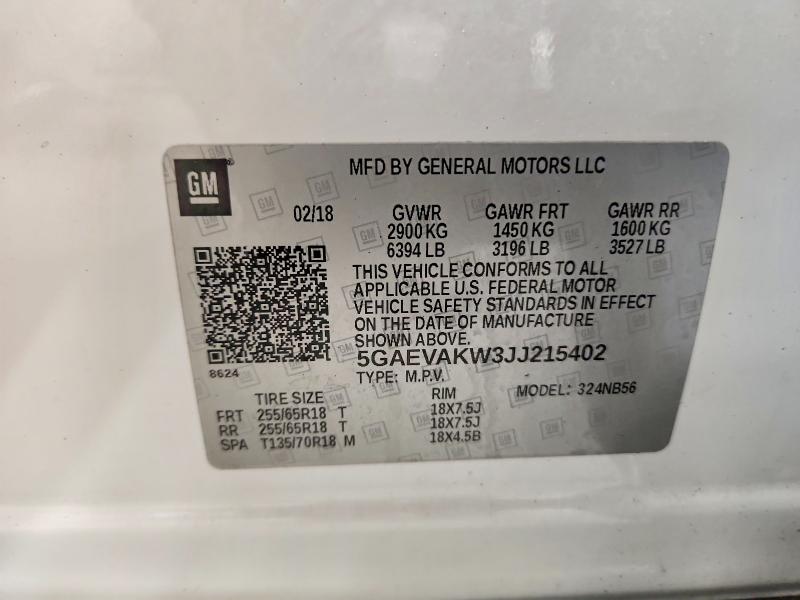 2018 Buick Enclave მანქანა იყიდება აუქციონზე, vin: 5GAEVAKW3JJ215402, აუქციონის ნომერი: 67491696
