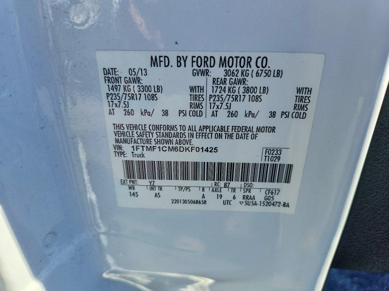 68022456 :رقم المزاد ، 1FTMF1CM6DKF01425 vin ، 2013 Ford F150 مزاد بيع