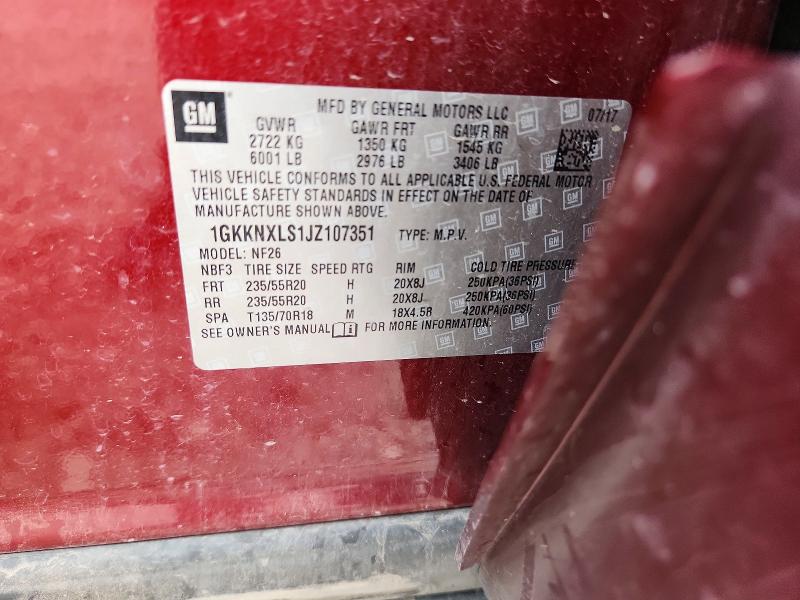 Aukcja sprzedaży 2018 Gmc Acadia, vin: 1GKKNXLS1JZ107351, numer aukcji: 67153586