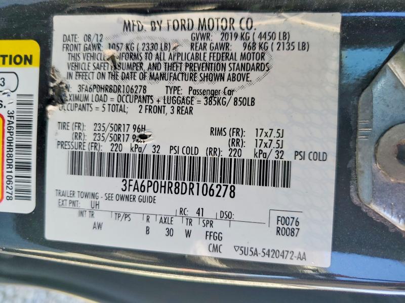 Aukcja sprzedaży 2013 Ford Fusion, vin: 3FA6P0HR8DR106278, numer aukcji: 69345796