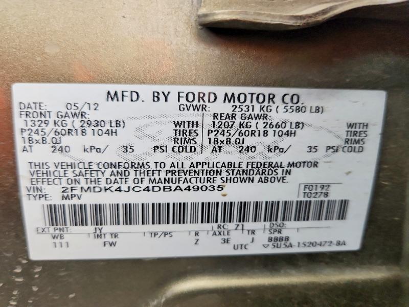 Auction sale of the 2013 Ford Edge, vin: 2FMDK4JC4DBA49035, lot number: 69882726