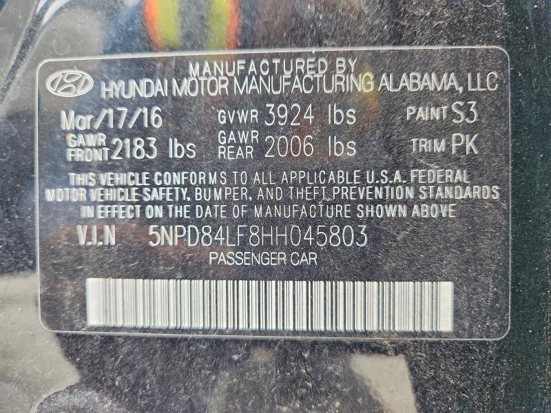 70497156 :رقم المزاد ، 5NPD84LF8HH045803 vin ، 2017 Hyundai Elantra مزاد بيع