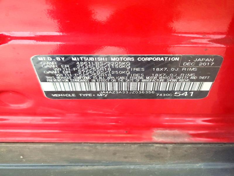 Aukcja sprzedaży 2018 Mitsubishi Outlander, vin: JA4AZ3A33JZ036356, numer aukcji: 69608056