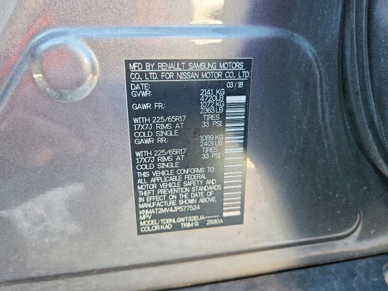 2018 Nissan Rogue მანქანა იყიდება აუქციონზე, vin: KNMAT2MV4JP577524, აუქციონის ნომერი: 69960696