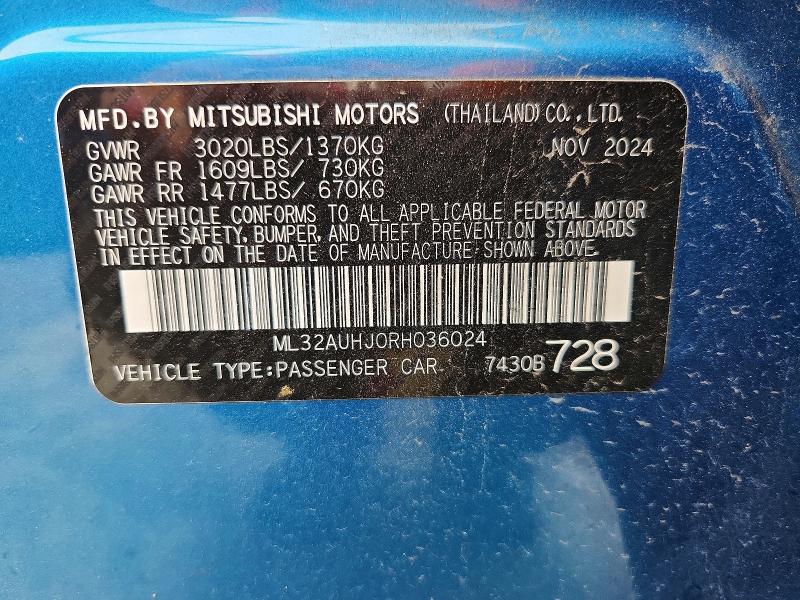 67526376 :رقم المزاد ، ML32AUHJ0RH036024 vin ، 2024 Mitsubishi Mirage مزاد بيع