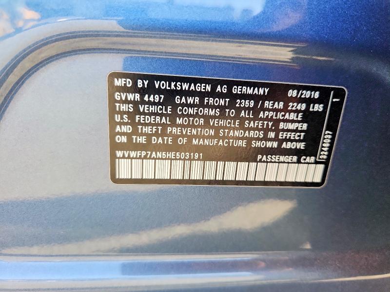 Продажа на аукционе авто 2017 Volkswagen Cc, vin: WVWFP7AN5HE503191, номер лота: 70003186