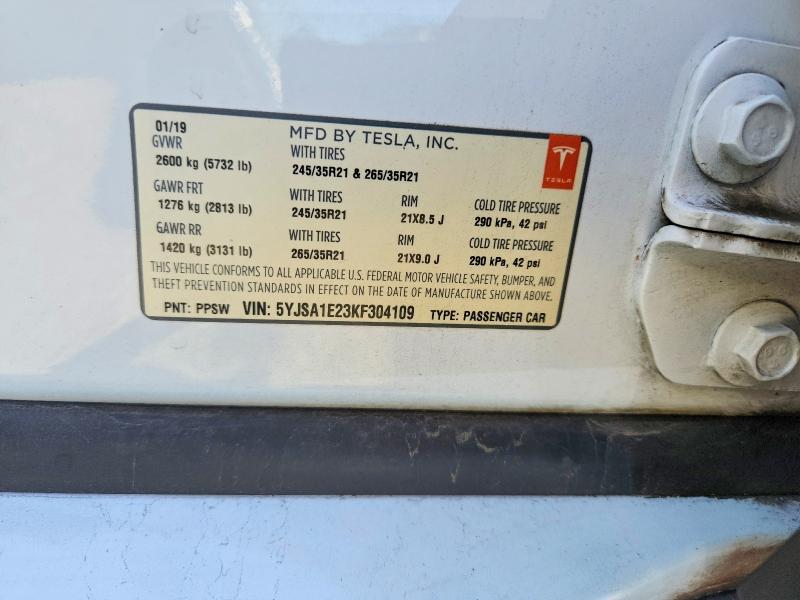 Aukcja sprzedaży 2019 Tesla Model S, vin: 5YJSA1E23KF304109, numer aukcji: 68087726