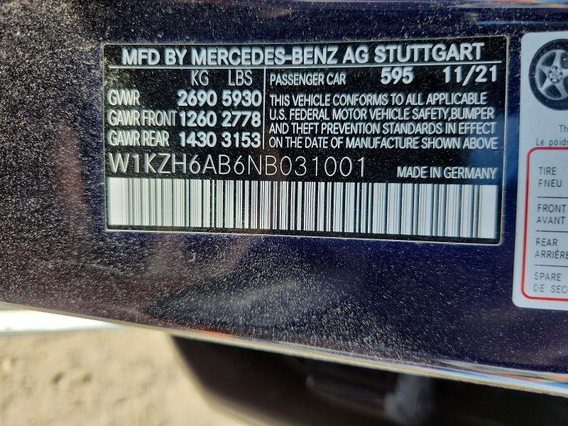 Продаж на аукціоні авто 2022 Mercedes-benz E, vin: W1KZH6AB6NB031001, номер лоту: 70149966