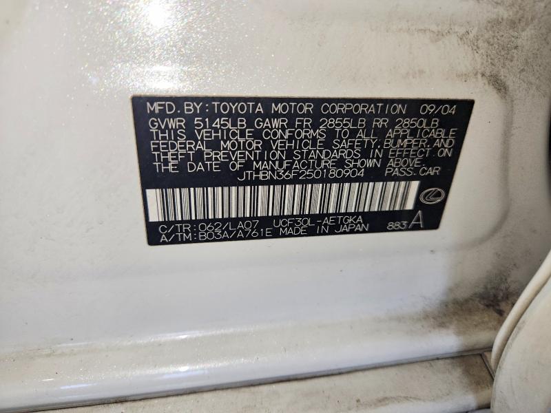 69012876 :رقم المزاد ، JTHBN36F250180904         vin ، 2005 Lexus Ls مزاد بيع