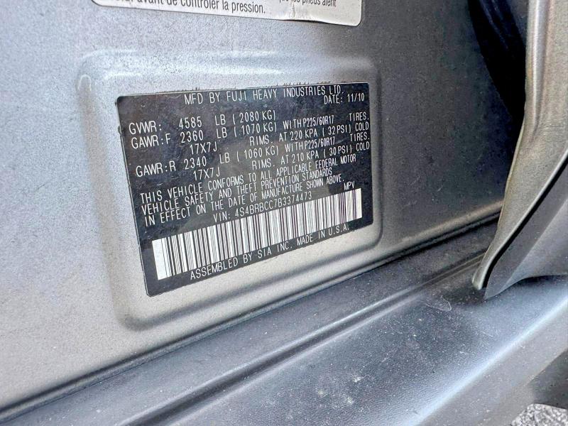2011 Subaru Outback მანქანა იყიდება აუქციონზე, vin: 4S4BRBCC7B3374473, აუქციონის ნომერი: 68299646