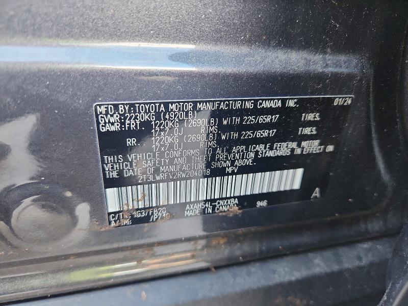 67821636 :رقم المزاد ، 2T3LWRFV2RW204018 vin ، 2024 Toyota Rav4 مزاد بيع