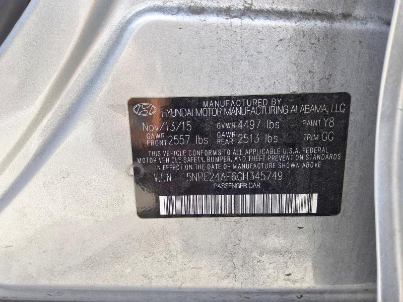 2016 Hyundai Sonata მანქანა იყიდება აუქციონზე, vin: 5NPE24AF6GH345749, აუქციონის ნომერი: 67291466