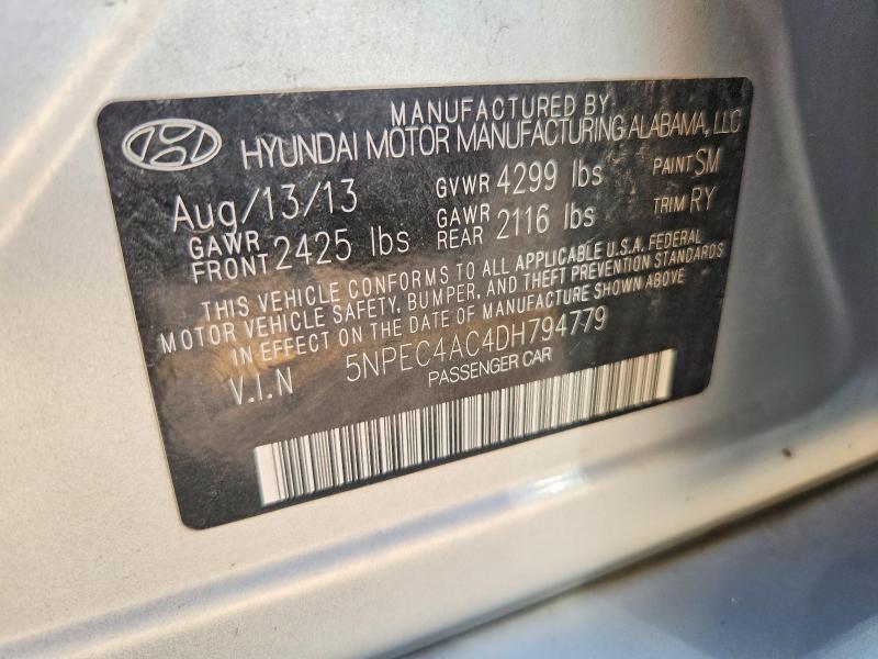 2013 Hyundai Sonata მანქანა იყიდება აუქციონზე, vin: 5NPEC4AC4DH794779, აუქციონის ნომერი: 67542046