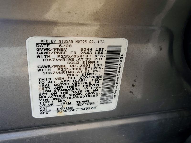Продаж на аукціоні авто 2009 Nissan Murano, vin: JN8AZ18U09W019685, номер лоту: 70790886