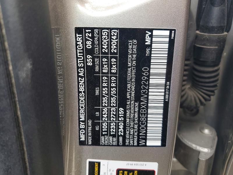 Продажа на аукционе авто 2021 Mercedes-benz Glc, vin: W1N0G8EBXMV322960, номер лота: 68111546