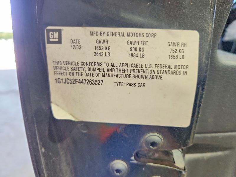 69965106 :رقم المزاد ، 1G1JC52F447263527 vin ، 2004 Chevrolet Cavalier مزاد بيع