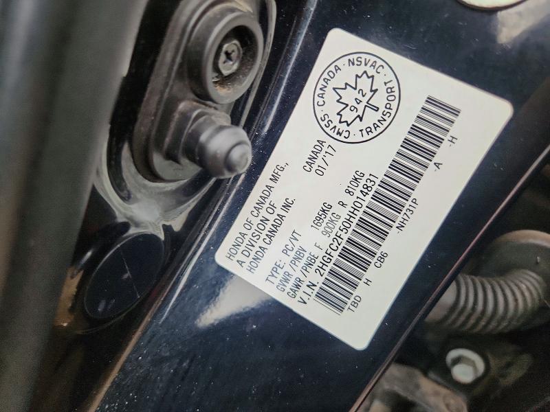 67364996 :رقم المزاد ، 2HGFC2F50HH014831 vin ، 2017 Honda Civic مزاد بيع