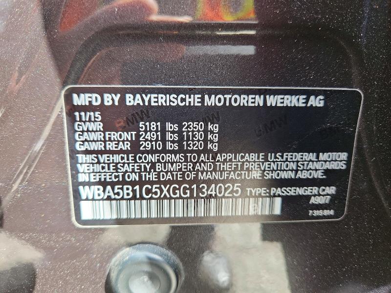 68317286 :رقم المزاد ، WBA5B1C5XGG134025         vin ، 2016 Bmw 535 مزاد بيع