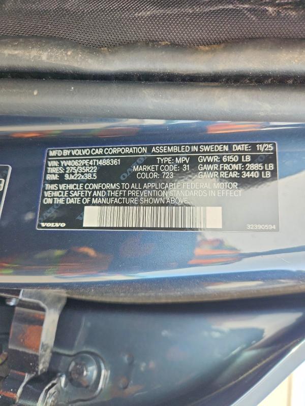 2026 Volvo Xc90 მანქანა იყიდება აუქციონზე, vin: YV4062PE4T1488361, აუქციონის ნომერი: 70056346